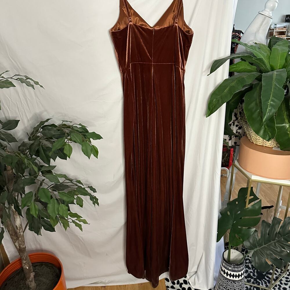 Revelry Rava Velvet Maxi Bridesmaid Dress in Rust Size 8 - Picture 5 of 7